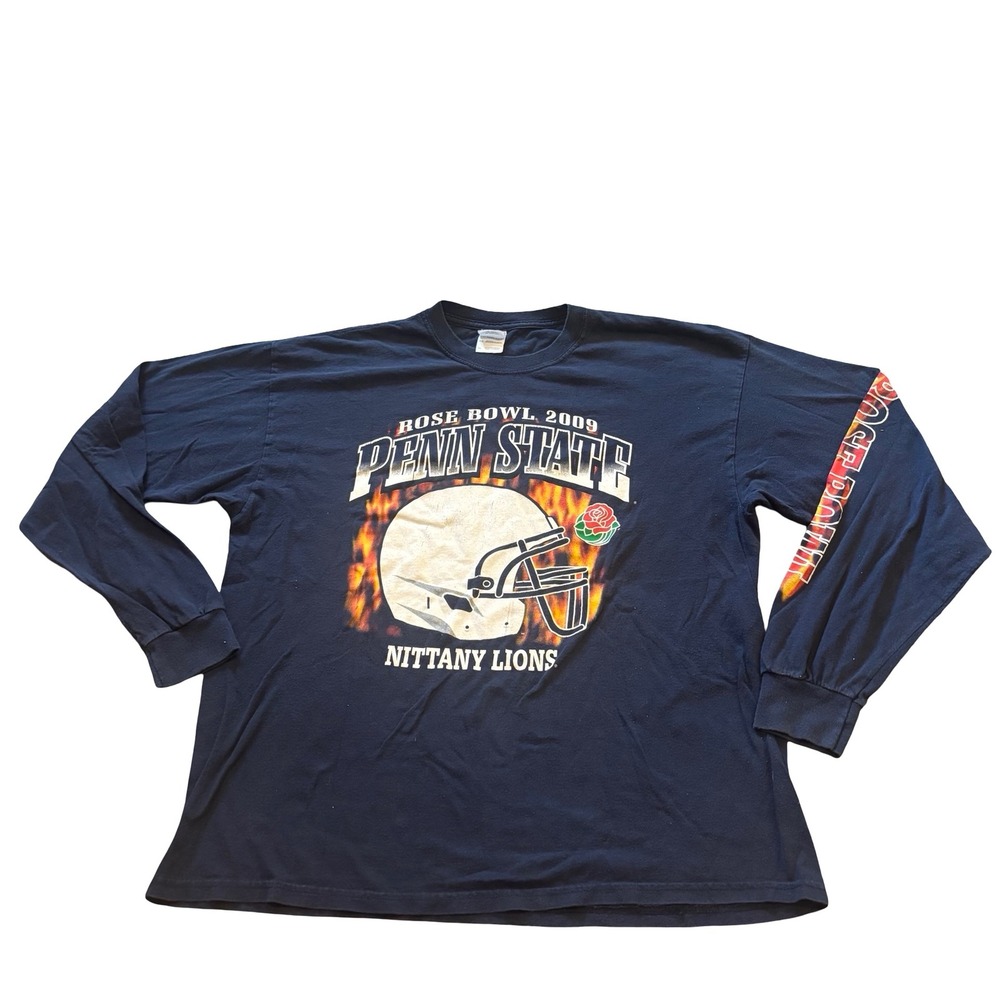 Gildan Penn State Nittany Lions 2009 Rose Bowl Long Sleeve Shirt Navy XL Mens